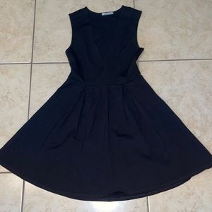 Low V-cut Black Dress